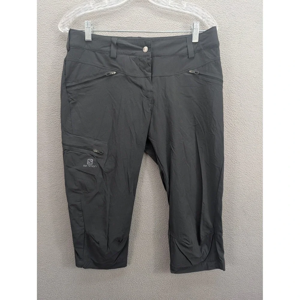 Salomon Wayfarer Black Hiking Capri Pants Women's Size 8 Technical Outdoor Cargo - Picture 3 of 11